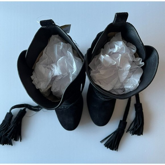 Michael Kors Collection Black Suede Calf Boots W/ Block Heels, Sz 7 (US) 37 (EU) - Picture 3 of 11